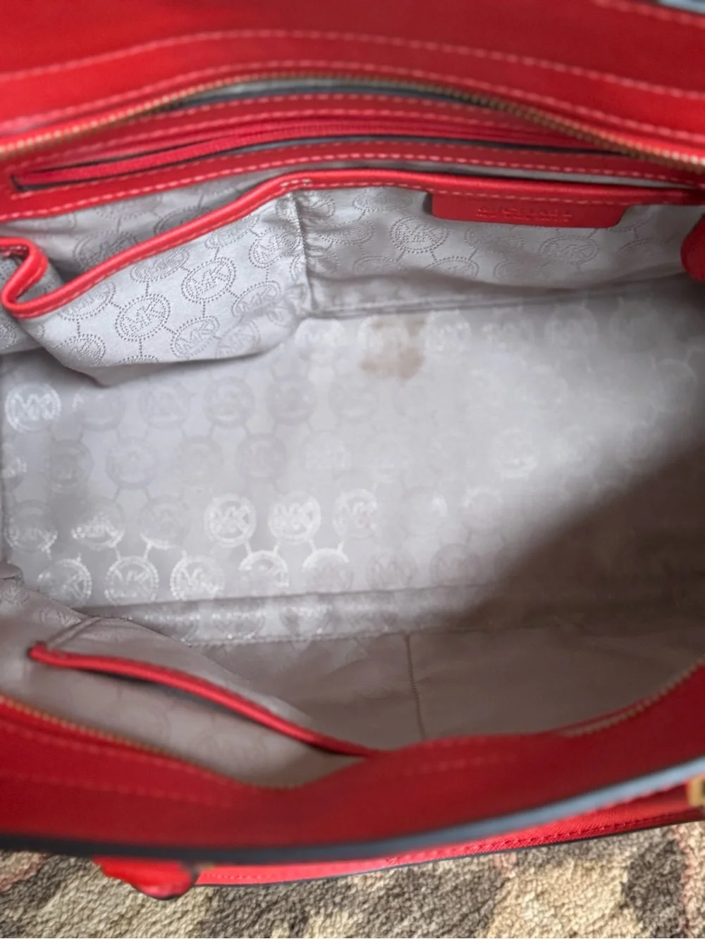 Michael Kors Red Saffiano Leather Satchel Bag with Strap